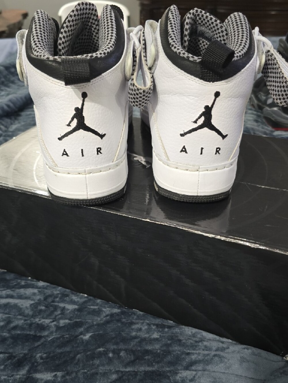 Jordan White & Black High-Top Basketball Sneakers - Picture 4 of 8